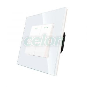 Luxion Intrerupator Dublu Mecanic cu Rama din Sticla (alb), Prize - Intrerupatoare, Luxion, Luxion