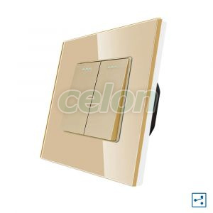 Intrerupator Dublu Cap Scara Mecanic LUXION cu Rama din Sticla, Prize - Intrerupatoare, Luxion, Luxion