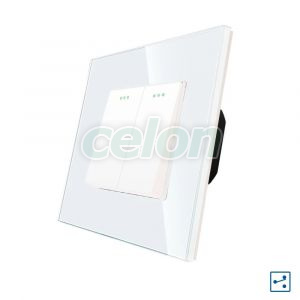 Luxion Intrerupator Dublu Cap Scara Mecanic cu Rama din Sticla (alb), Prize - Intrerupatoare, Luxion, Luxion