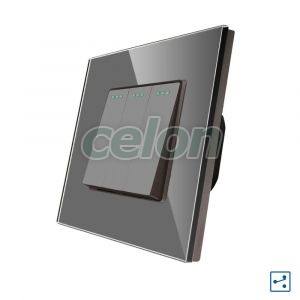 Intrerupator Triplu Cap Scara Mecanic LUXION cu Rama din Sticla, Prize - Intrerupatoare, Luxion, Luxion