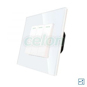 Intrerupator Triplu Cap Scara Mecanic LUXION cu Rama din Sticla, Prize - Intrerupatoare, Luxion, Luxion