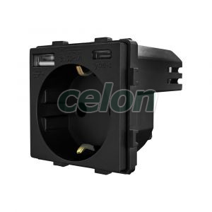 Luxion Priza Simpla + USB-A + USB-C 20W Negru, Prize - Intrerupatoare, Luxion, Luxion