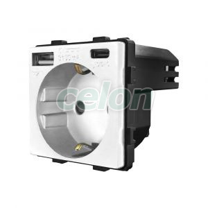 Luxion Priza Simpla + USB-A + USB-C 20W Alb, Prize - Intrerupatoare, Luxion, Luxion