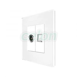 Priza TV + Internet cu Rama din Sticla LUXION, Prize - Intrerupatoare, Luxion, Luxion