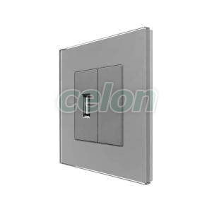 Priza USB + Blank cu Rama din Sticla LUXION, Prize - Intrerupatoare, Luxion, Luxion