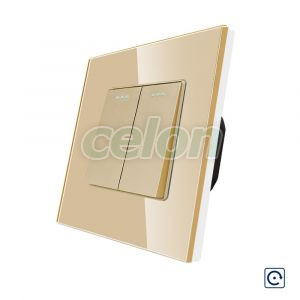 Intrerupator Dublu Mecanic cu Reset / Revenire LUXION cu Rama din Sticla, Prize - Intrerupatoare, Luxion, Luxion