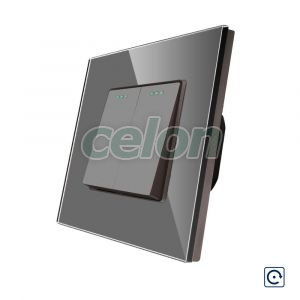 Intrerupator Dublu Mecanic cu Reset / Revenire LUXION cu Rama din Sticla, Prize - Intrerupatoare, Luxion, Luxion