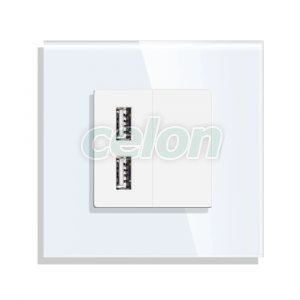 Priza USB cu Rama din Sticla LUXION, Prize - Intrerupatoare, Luxion, Luxion
