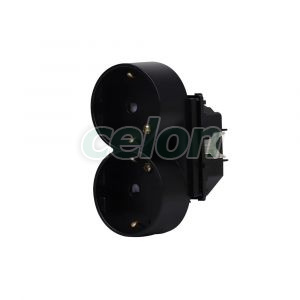 Luxion Priza Dubla Fara Rama Din Sticla pentru o singura doza Negru, Prize - Intrerupatoare, Luxion, Luxion