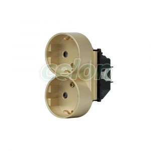 Luxion Priza Dubla Fara Rama Din Sticla pentru o singura doza Auriu, Prize - Intrerupatoare, Luxion, Luxion