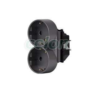 Luxion Priza Dubla Fara Rama Din Sticla pentru o singura doza Gri, Prize - Intrerupatoare, Luxion, Luxion