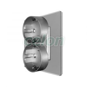 Luxion Priza Dubla cu Rama din Sticla Pentru Doza Simpla (gri), Prize - Intrerupatoare, Luxion, Luxion