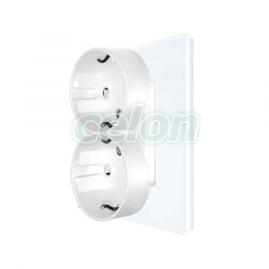 Luxion Priza Dubla cu Rama din Sticla Pentru Doza Simpla (alb), Prize - Intrerupatoare, Luxion, Luxion