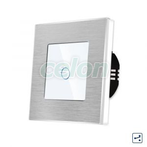 Intrerupator Simplu Cap Scara / Cruce cu Touch din Sticla si Rama de Aluminiu LUXION, Serie A, Prize - Intrerupatoare, Luxion, Luxion