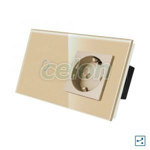 Intrerupator Simplu Cap Scara / Cruce + Priza cu Rama din Sticla LUXION, Serie A, Prize - Intrerupatoare, Luxion, Luxion