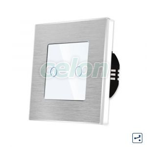 Intrerupator Dublu Cap Scara / Cruce cu Touch din Sticla si Rama de Aluminiu LUXION, Serie A, Prize - Intrerupatoare, Luxion, Luxion