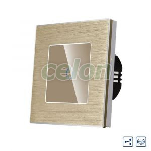 Intrerupator Simplu Cap Scara / Cruce cu Touch din Sticla si Rama de Aluminiu LUXION, RF433, Prize - Intrerupatoare, Luxion, Luxion