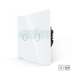 Intrerupator Dublu cu Variator si Touch din Sticla LUXION, RF433, Prize - Intrerupatoare, Luxion, Luxion