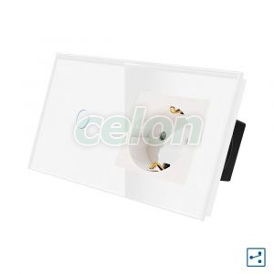 Intrerupator Simplu Cap Scara / Cruce + Priza cu Rama din Sticla LUXION, Prize - Intrerupatoare, Luxion, Luxion