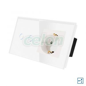 Intrerupator Dublu Cap Scara / Cruce + Priza cu Rama din Sticla LUXION, Prize - Intrerupatoare, Luxion, Luxion