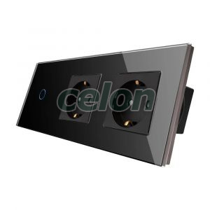 Intrerupator Simplu + 2 Prize cu Rama din Sticla LUXION, Prize - Intrerupatoare, Luxion, Luxion