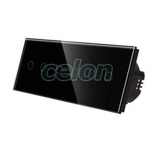 Intrerupator Dublu + Dublu + Dublu cu Touch din Sticla LUXION, Prize - Intrerupatoare, Luxion, Luxion