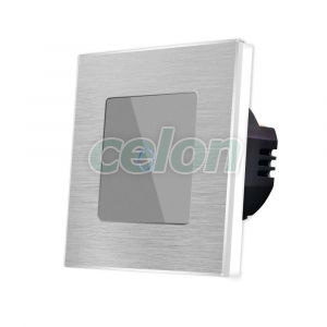 Intrerupator Simplu cu Touch din Sticla si Rama de Aluminiu LUXION, 500W, Prize - Intrerupatoare, Luxion, Luxion