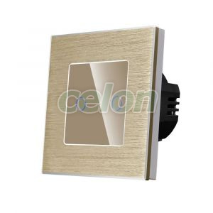Intrerupator Dublu cu Touch din Sticla si Rama de Aluminiu LUXION, 500W, Prize - Intrerupatoare, Luxion, Luxion