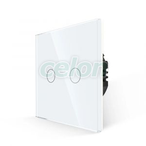 Luxion Intrerupator Dublu cu Touch din Sticla, 500W (alb), Prize - Intrerupatoare, Luxion, Luxion