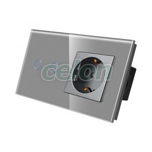 Intrerupator Dublu + Priza cu Rama din Sticla LUXION, Prize - Intrerupatoare, Luxion, Luxion