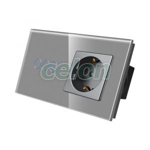 Intrerupator Triplu + Priza cu Rama din Sticla LUXION, Prize - Intrerupatoare, Luxion, Luxion