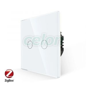Intrerupator Dublu cu Touch din Sticla LUXION, protocol ZigBee, Prize - Intrerupatoare, Luxion, Luxion