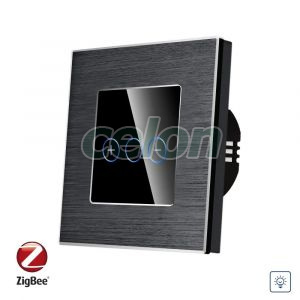 Intrerupator Simplu cu Variator cu Touch din Sticla si Rama de Aluminiu LUXION, protocol Zigbee, Prize - Intrerupatoare, Luxion, Luxion