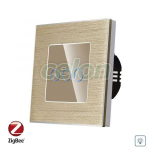 Intrerupator Simplu cu Variator cu Touch din Sticla si Rama de Aluminiu LUXION, protocol Zigbee, Prize - Intrerupatoare, Luxion, Luxion