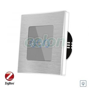 Intrerupator Simplu cu Variator cu Touch din Sticla si Rama de Aluminiu LUXION, protocol Zigbee, Prize - Intrerupatoare, Luxion, Luxion