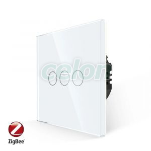 Intrerupator Triplu cu Touch din Sticla LUXION, protocol ZigBee, Prize - Intrerupatoare, Luxion, Luxion
