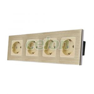 Priza Cvadrupla LUXION cu rama din aluminiu, Prize - Intrerupatoare, Luxion, Luxion