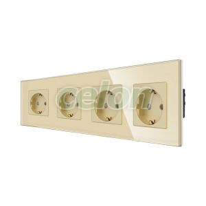 Priza Cvadrupla LUXION cu rama din sticla, Prize - Intrerupatoare, Luxion, Luxion