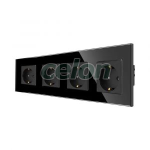 Priza Cvadrupla LUXION cu rama din sticla, Prize - Intrerupatoare, Luxion, Luxion