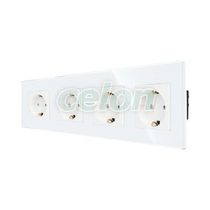 Priza Cvadrupla LUXION cu rama din sticla, Prize - Intrerupatoare, Luxion, Luxion