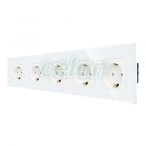 Priza Cvintupla LUXION cu rama din sticla, Prize - Intrerupatoare, Luxion, Luxion