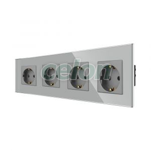 Priza Cvadrupla LUXION cu rama din sticla, Prize - Intrerupatoare, Luxion, Luxion