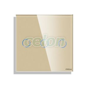 Luxion Panou Intrerupator Triplu cu Touch Mini din Sticla Auriu, Prize - Intrerupatoare, Luxion, Luxion