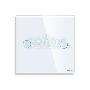 Luxion Panou Intrerupator Dublu cu Touch Mini din Sticla Alb, Prize - Intrerupatoare, Luxion, Luxion
