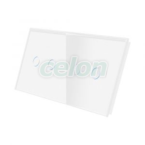 Luxion Panou Intrerupator Dublu + Dublu cu Touch din Sticla Alb, Prize - Intrerupatoare, Luxion, Luxion