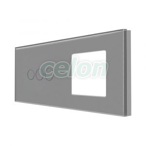 Luxion Panou Intrerupator Triplu cu Touch + Priza Simpla Gri, Prize - Intrerupatoare, Luxion, Luxion