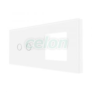 Luxion Panou Intrerupator Dublu cu Touch + Priza Simpla Alb, Prize - Intrerupatoare, Luxion, Luxion