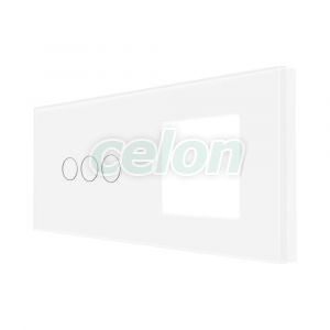 Luxion Panou Intrerupator Triplu cu Touch + Priza Simpla Alb, Prize - Intrerupatoare, Luxion, Luxion