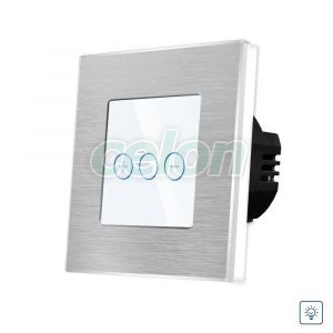 Intrerupator Simplu cu Variator cu Touch din Sticla si Rama de Aluminiu LUXION, Prize - Intrerupatoare, Luxion, Luxion