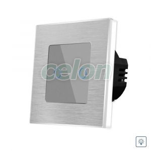 Intrerupator Dublu cu Variator si Touch din Sticla si Rama de Aluminiu LUXION, Prize - Intrerupatoare, Luxion, Luxion